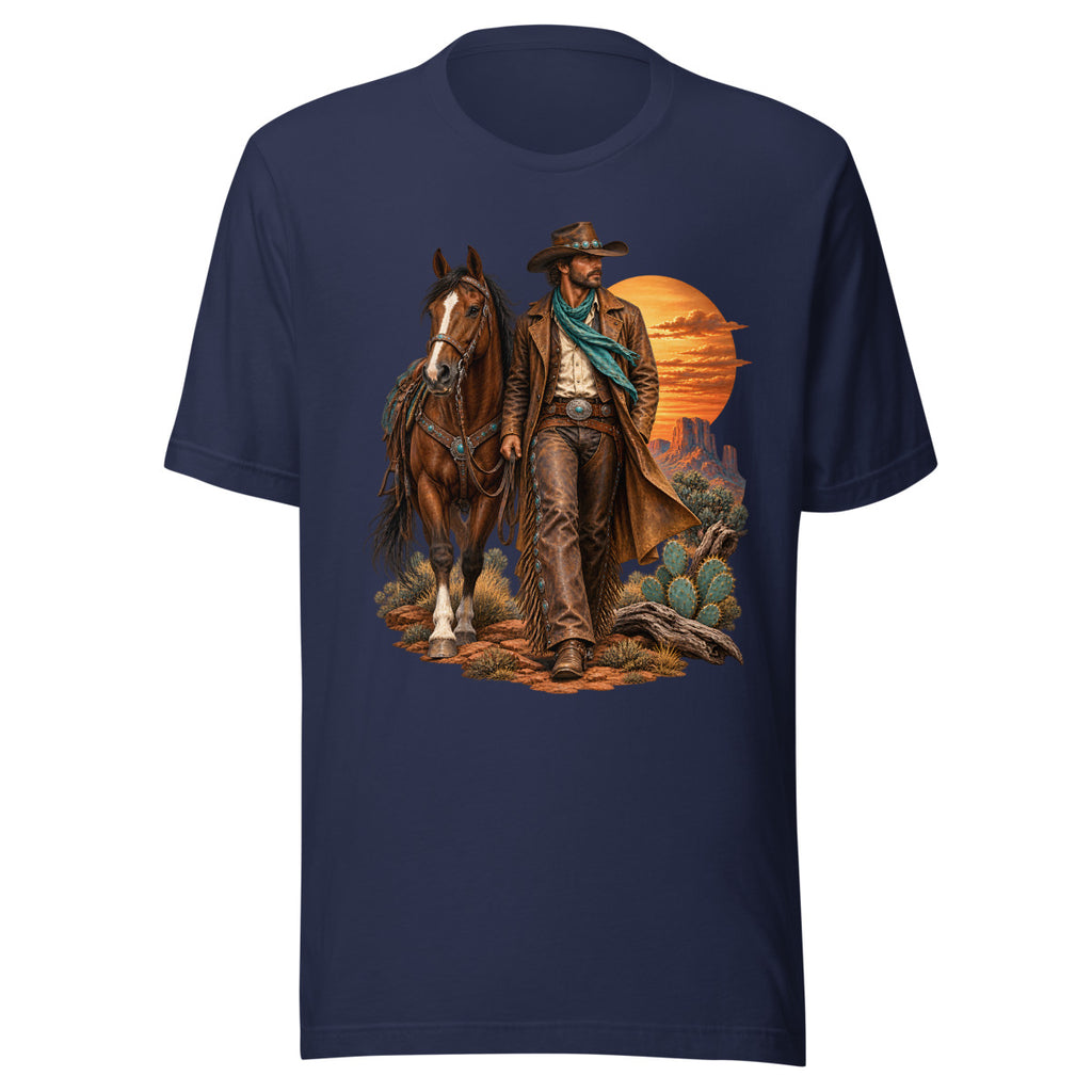 Cowboy im Abendrot – T-Shirt – großer Frontdruck