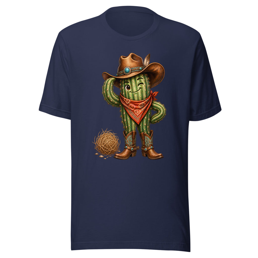Kaktus mit Cowboyhut – T-Shirt – großer Frontdruck