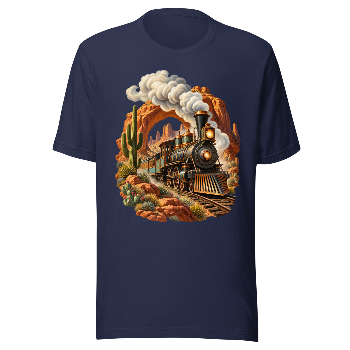 Lokomotive nach Westen – T-Shirt – großer Frontdruck