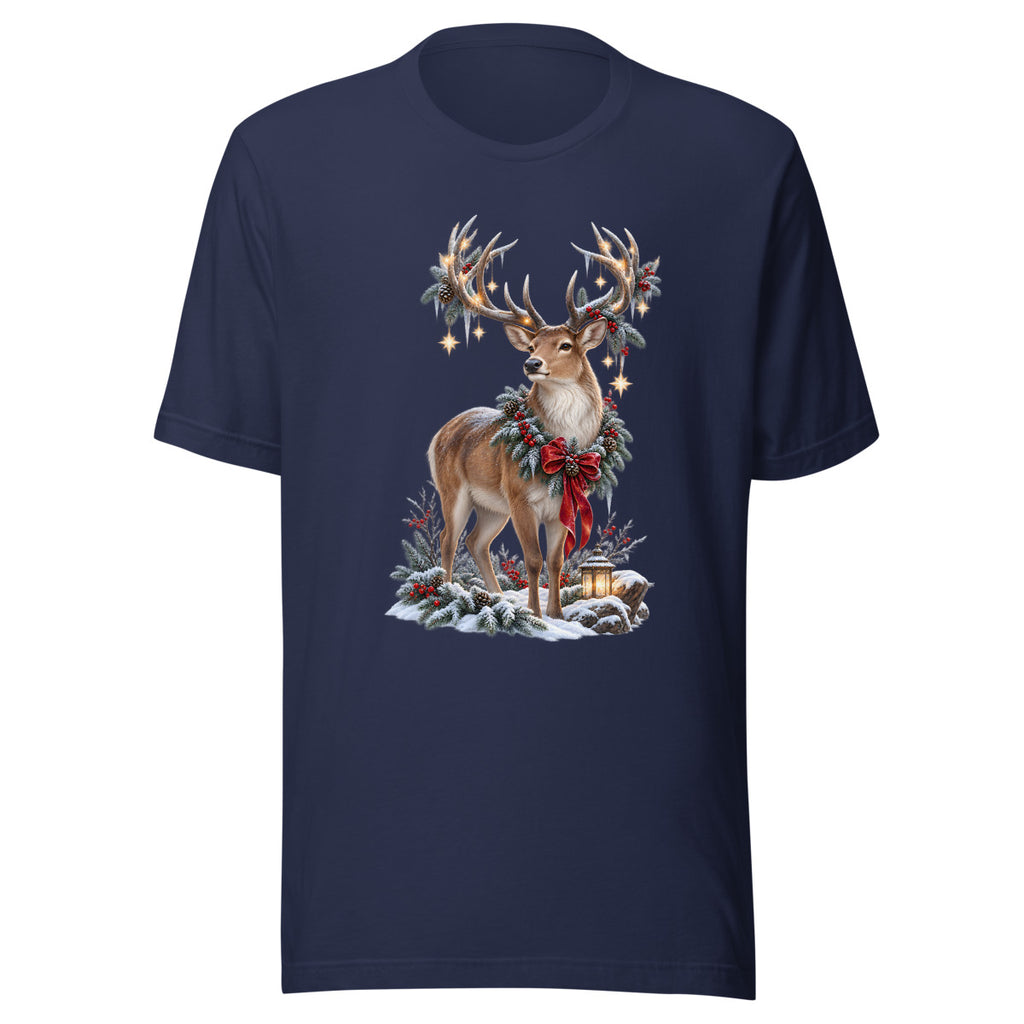 Winterhirsch mit Sternen – T-Shirt – großer Frontdruck