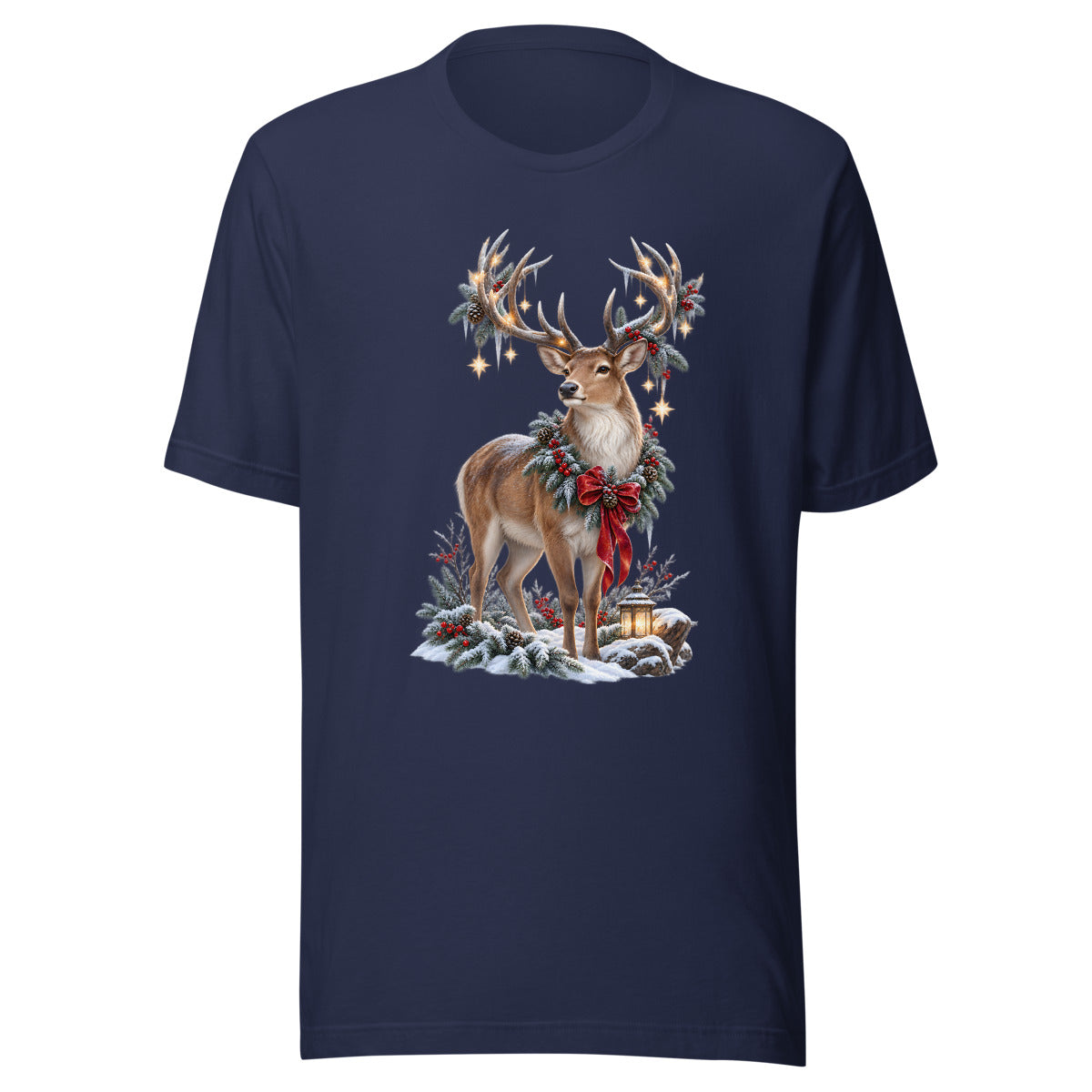 Winterhirsch mit Sternen – T-Shirt – großer Frontdruck