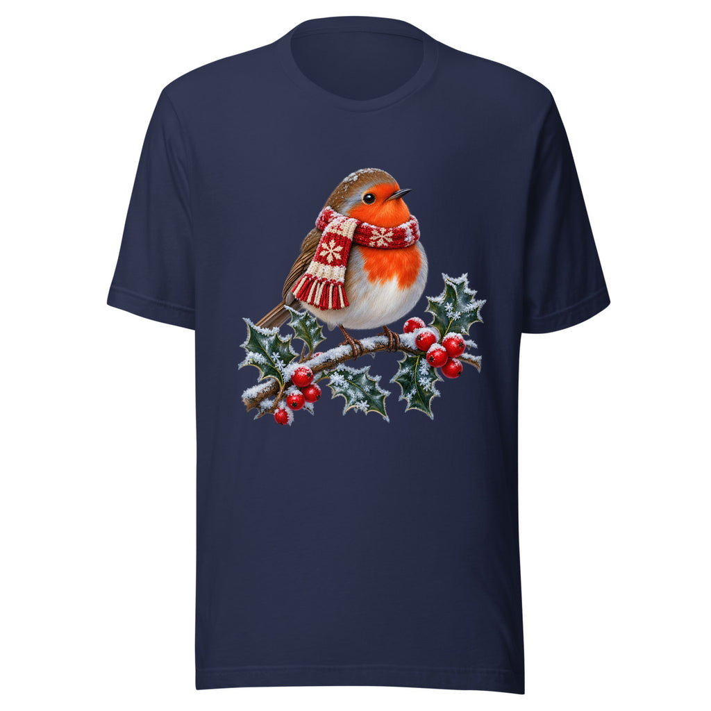 Rotkehlchen im Frost – T-Shirt – großer Frontdruck