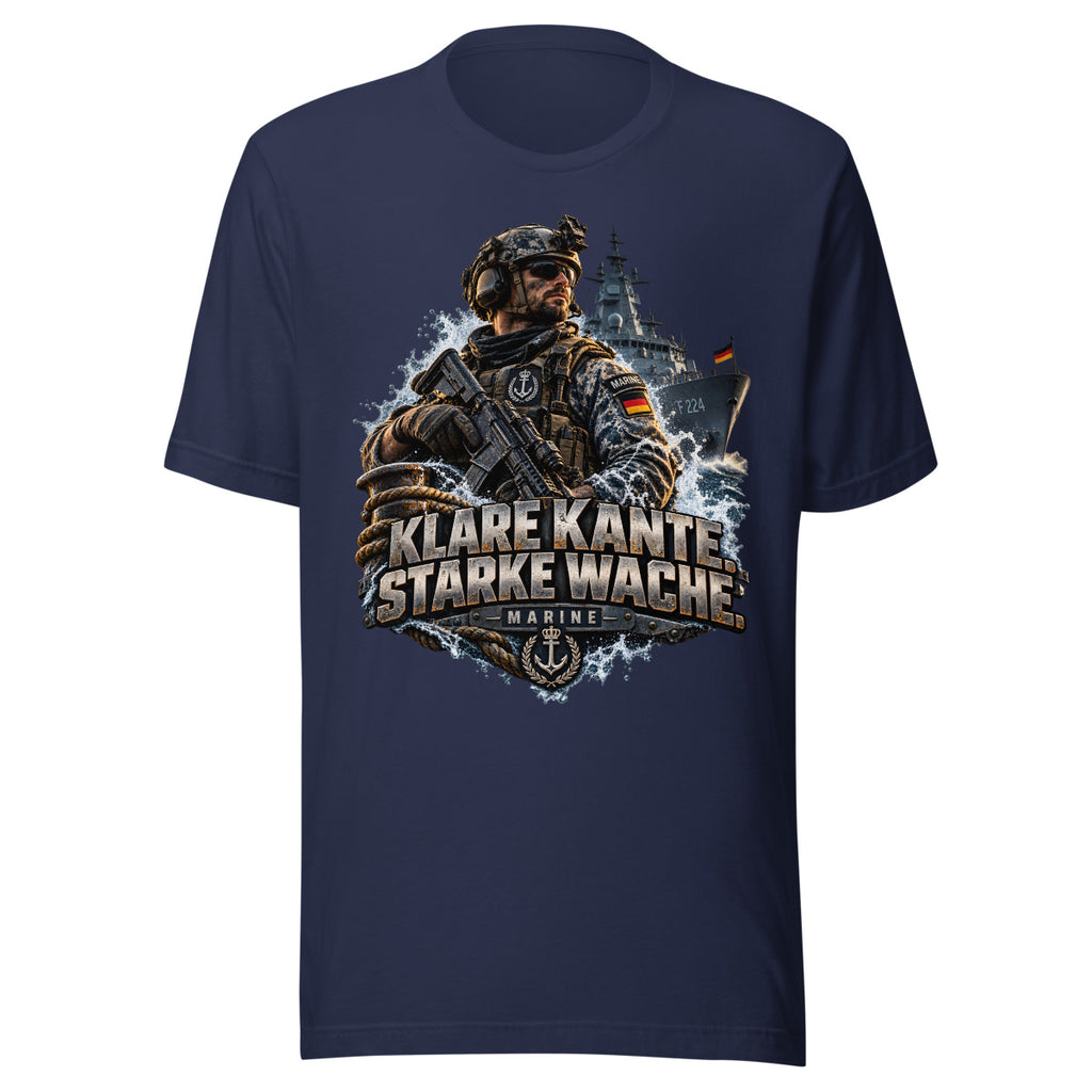 Marine Soldat mit Kriegsschiff – T-Shirt – großer Frontdruck