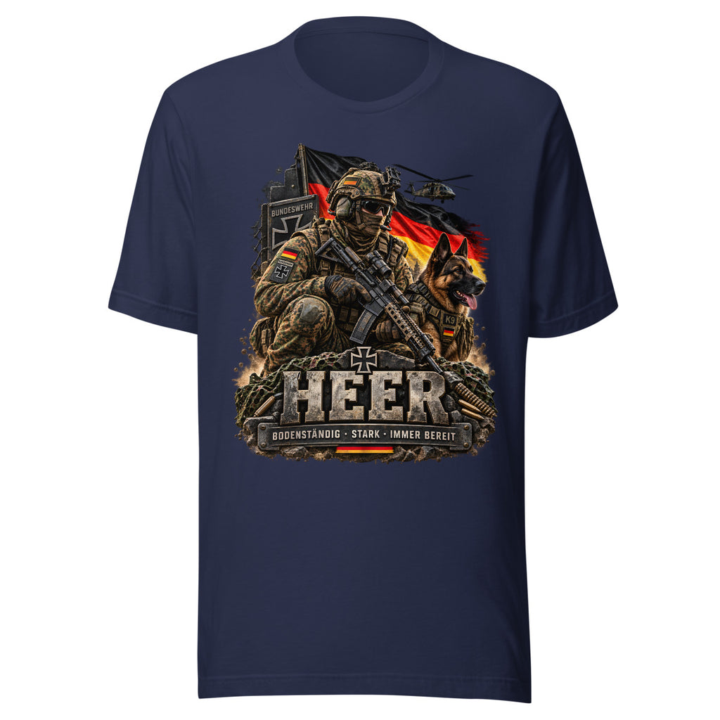 Bundeswehr Soldat mit Diensthund und Flagge – T-Shirt – großer Frontdruck