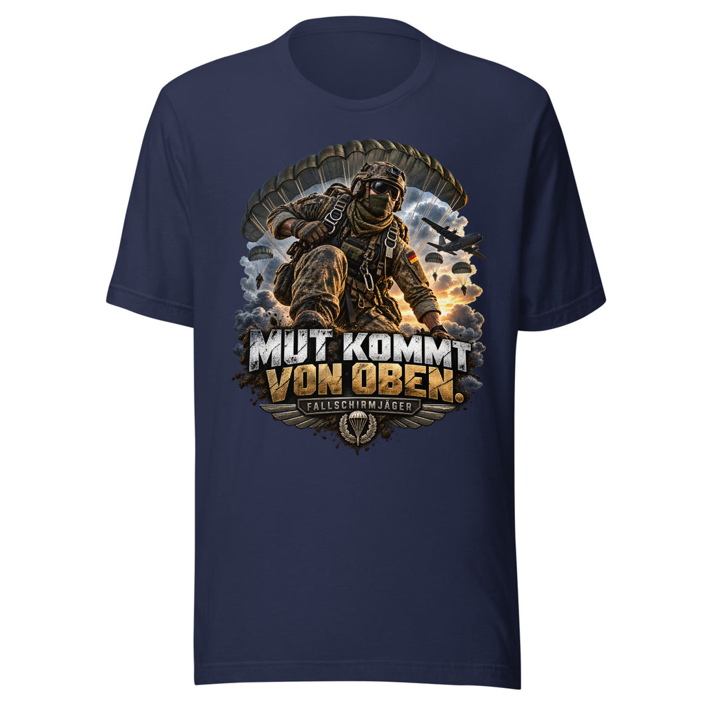 Mut kommt von oben - Fallschirmjäger – T-Shirt – großer Frontdruck