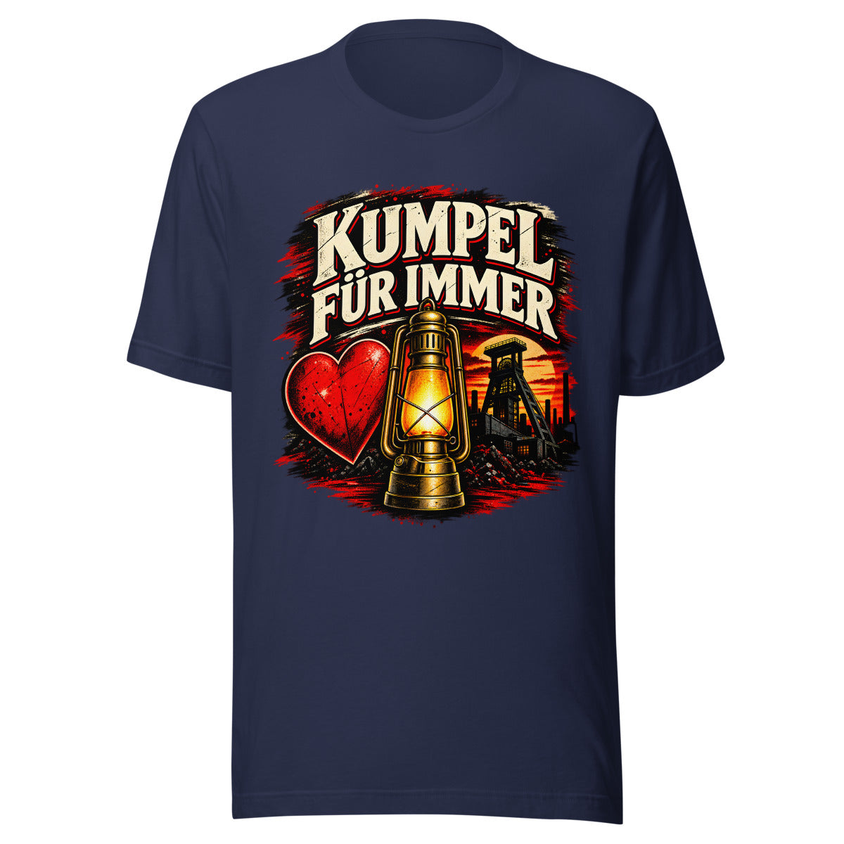 Kumpel für immer mit Bergbau-Motiv – T-Shirt – großer Frontdruck