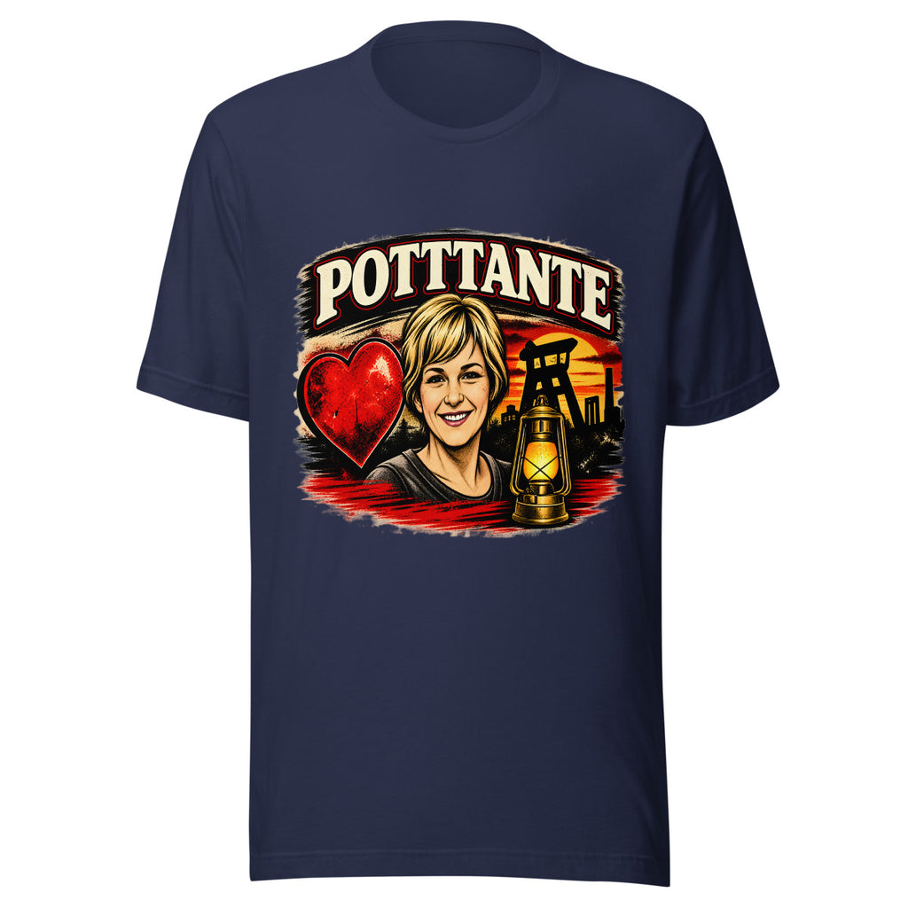 POTTANTE Bergbau Frau mit Laterne – T-Shirt – großer Frontdruck