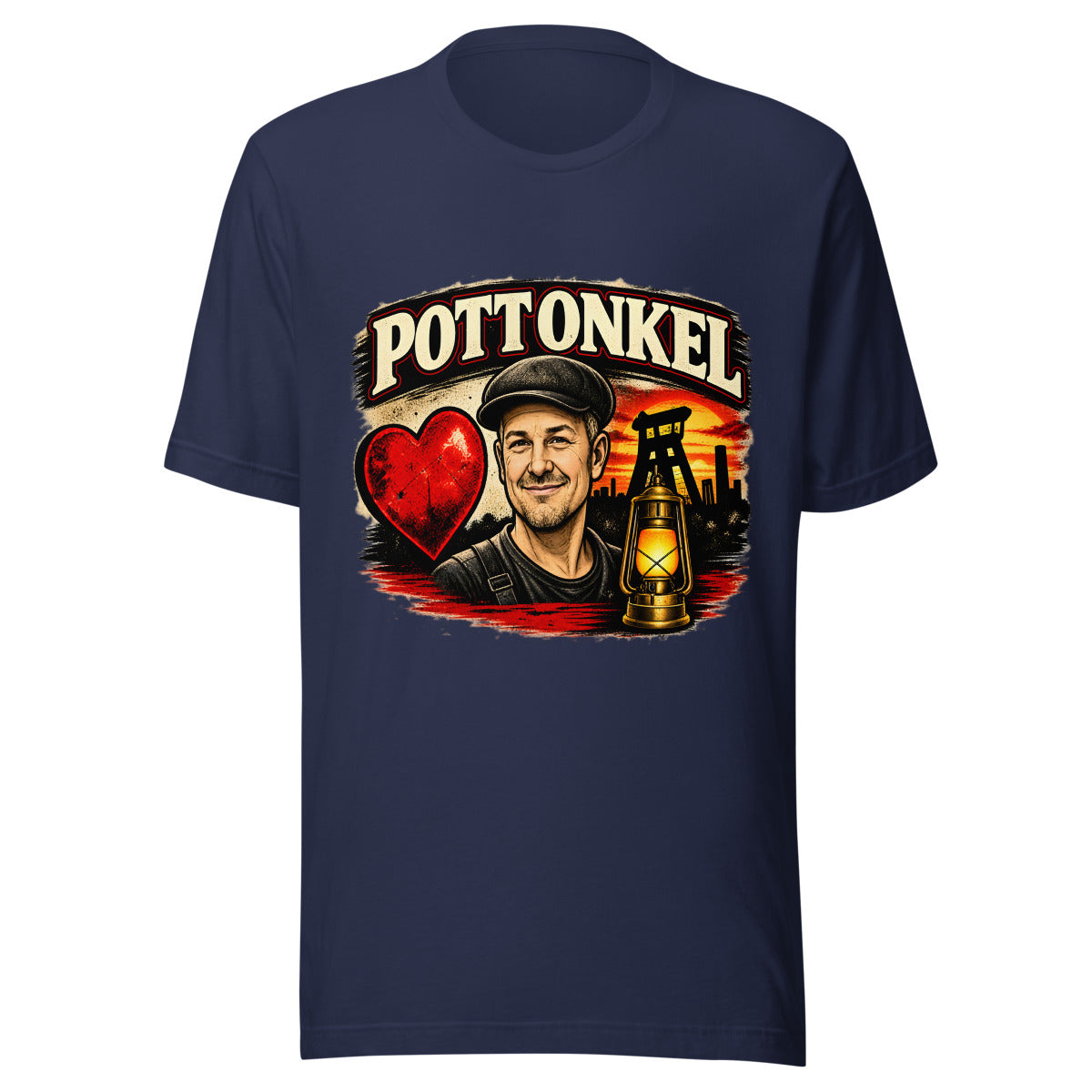 Pottonkel mit Bergmannsmotiv – T-Shirt – großer Frontdruck