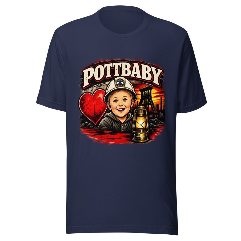 Pottbaby mit Bergbau-Motiv – T-Shirt – großer Frontdruck