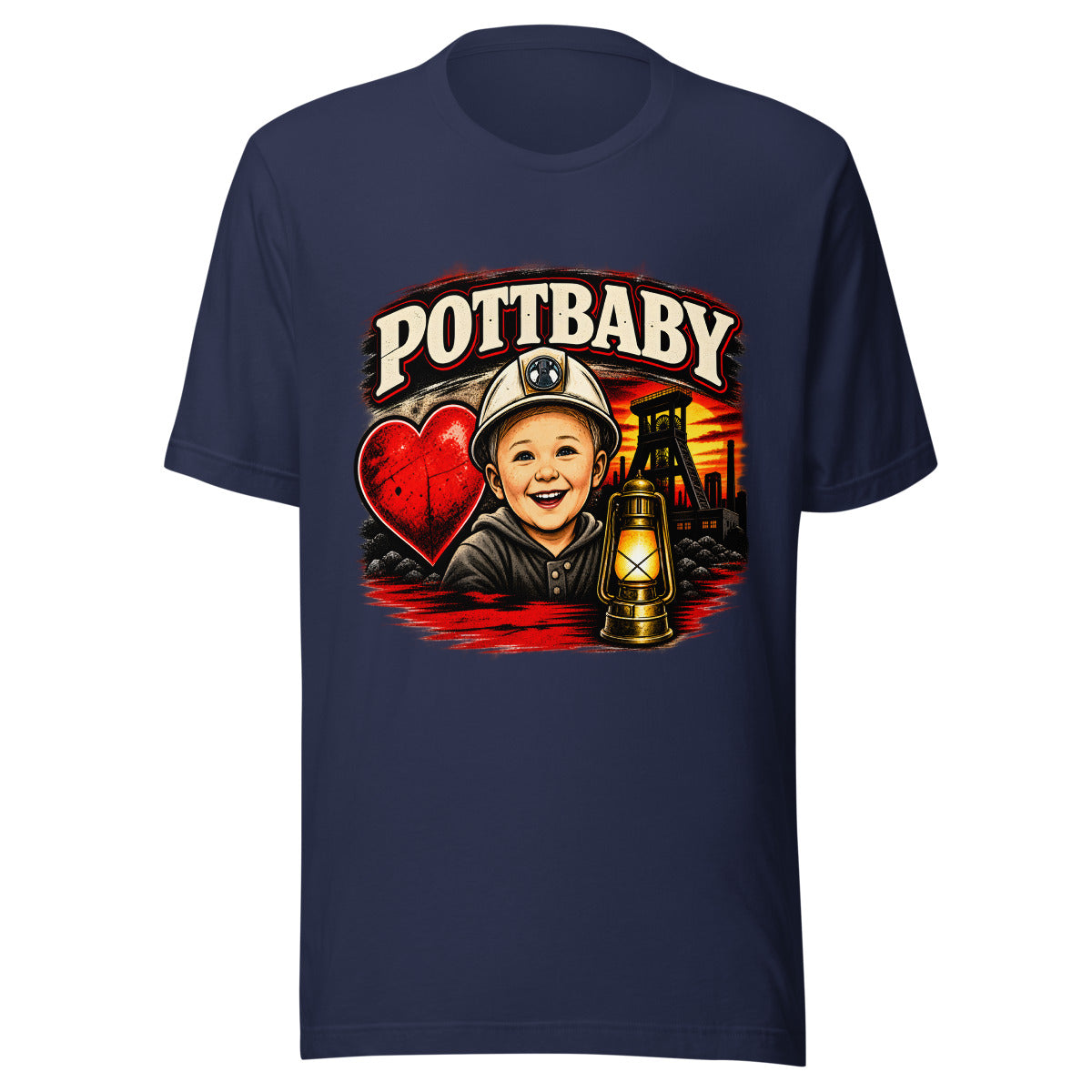 Pottbaby mit Bergbau-Motiv – T-Shirt – großer Frontdruck