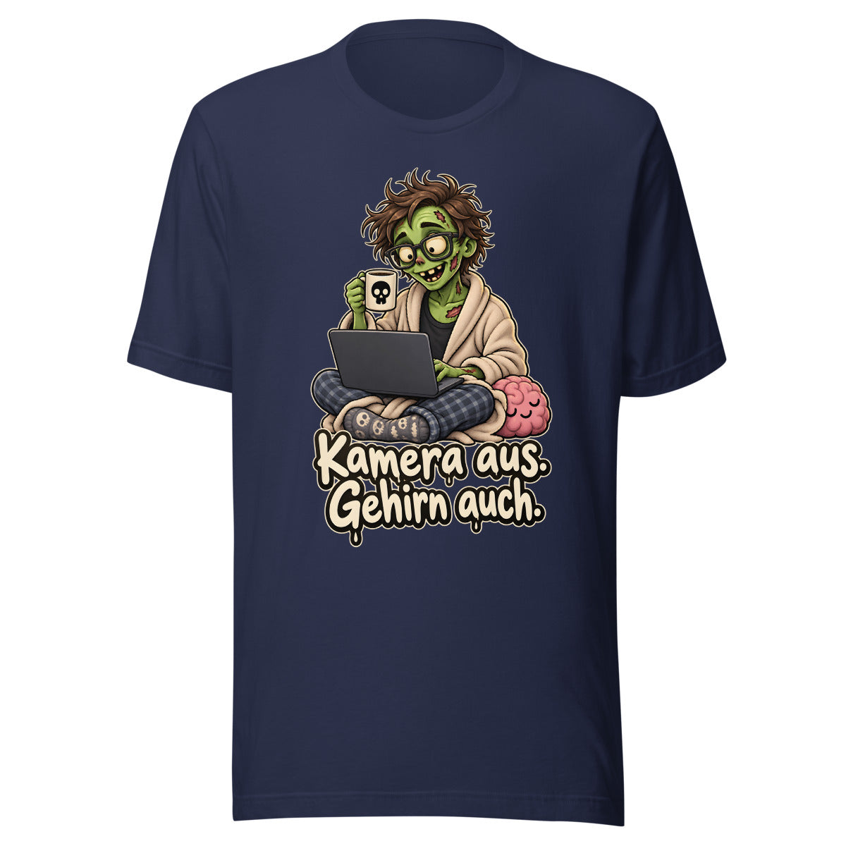 Zombie im Homeoffice – T-Shirt – großer Frontdruck