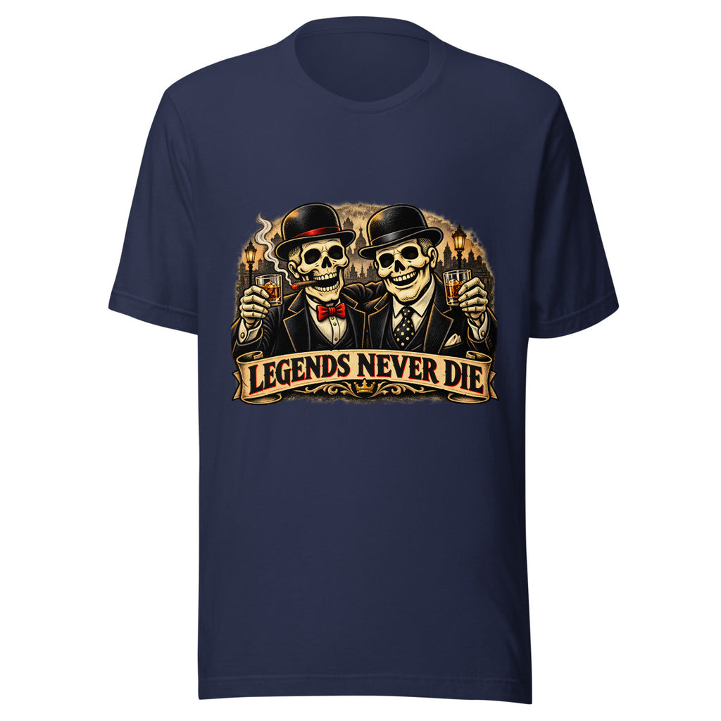 Legends Never Die mit Skelett-Anzug – T-Shirt – großer Frontdruck