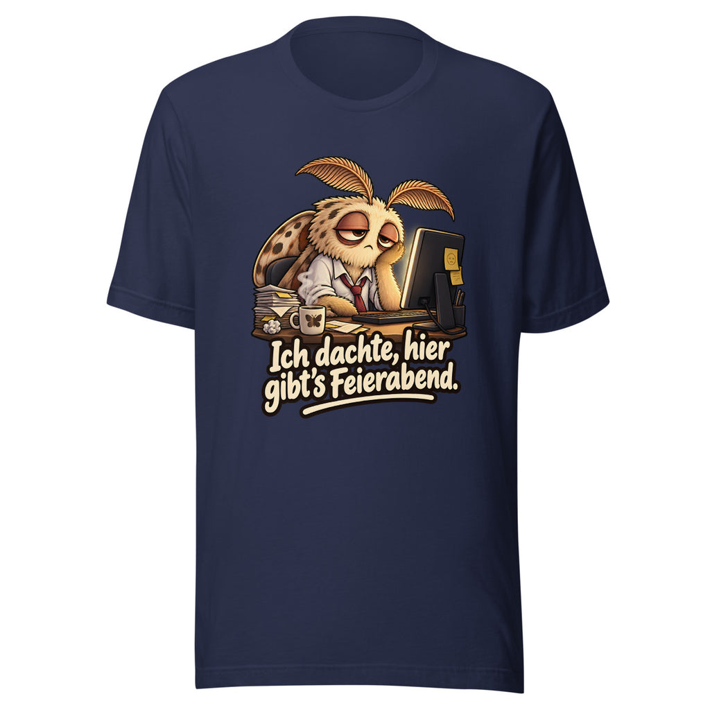 Überstunden-Motte – T-Shirt – großer Frontdruck