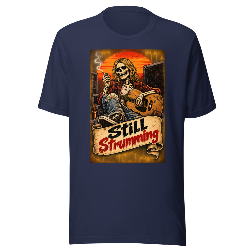 Still Strumming – Skelett-Gitarrist – T-Shirt – großer Frontdruck