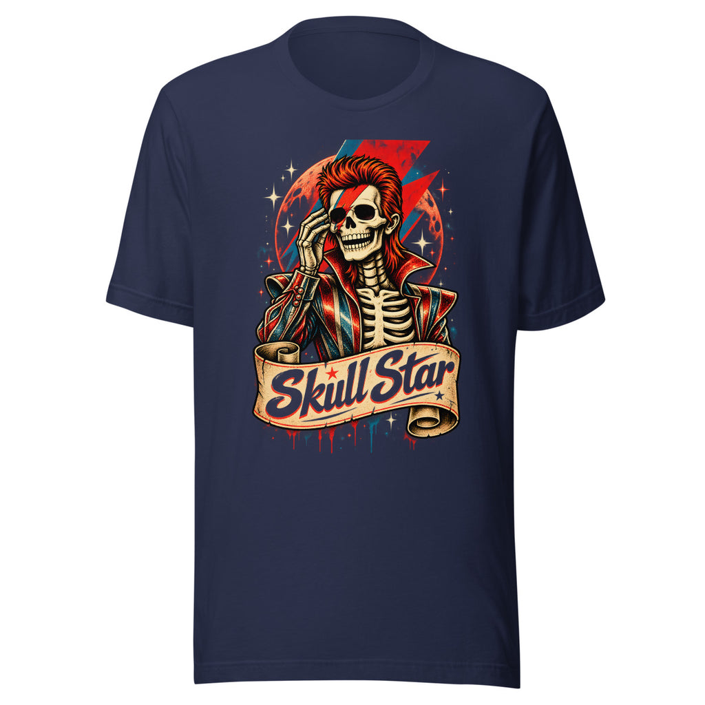 Skelett Rockstar mit Blitz-Make-up – T-Shirt – großer Frontdruck