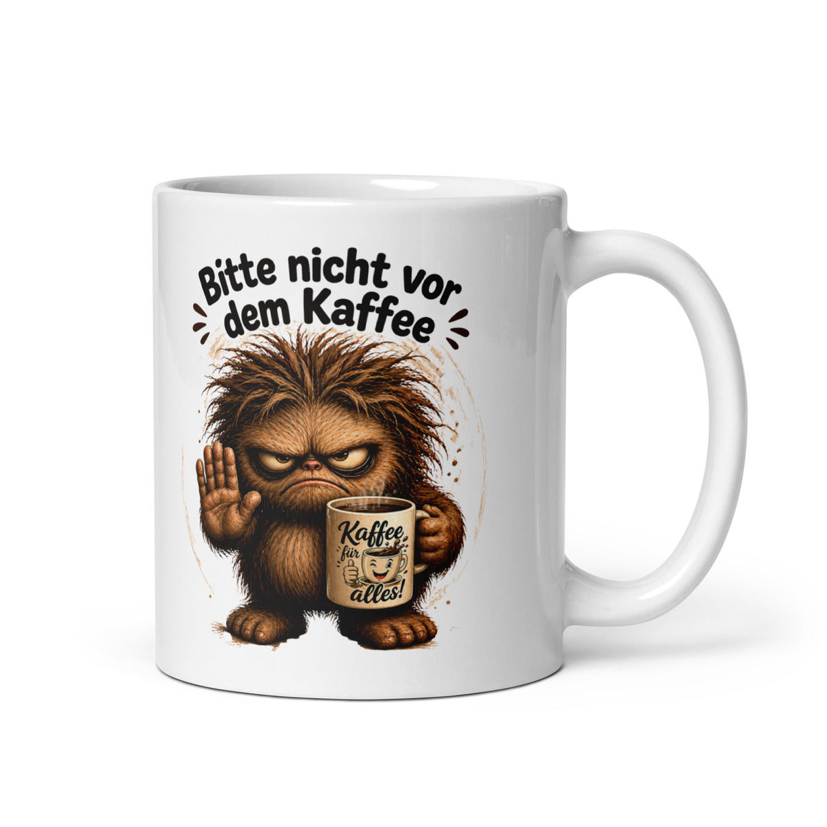 Bitte nicht vor dem Kaffee - Kaffeetasse, 325 ml - tatsächlicher Printful-Druck