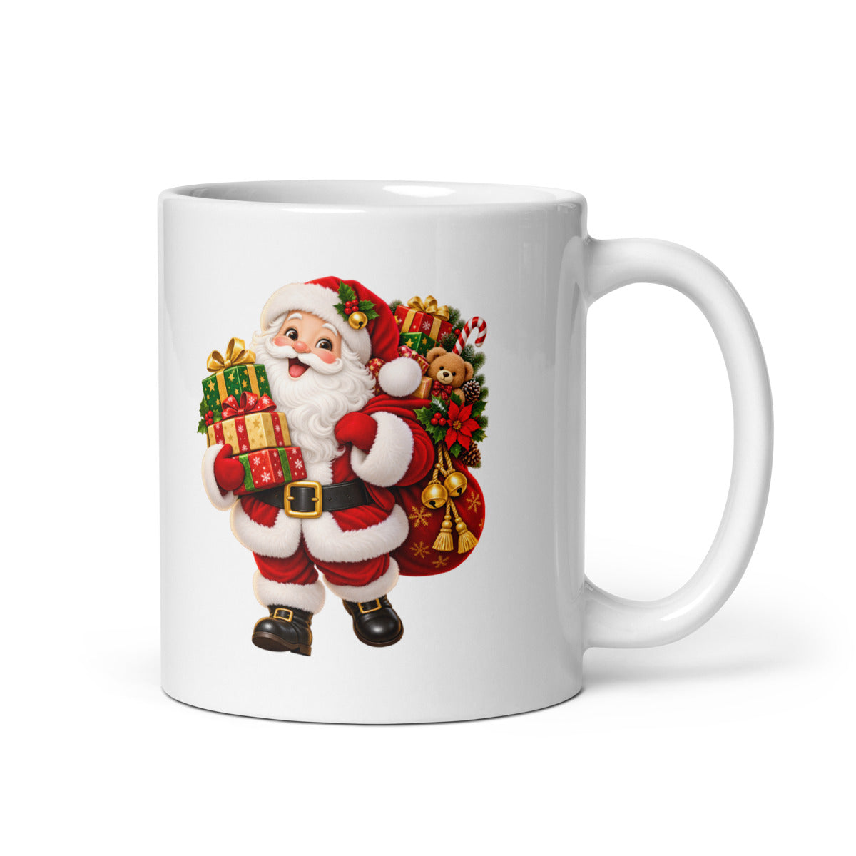 FrÃ¶hlicher Weihnachtsmann mit Geschenken – 11oz Tasse