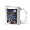 Weihnachtsschlitten über verschneiten Dächern – Tasse 11oz