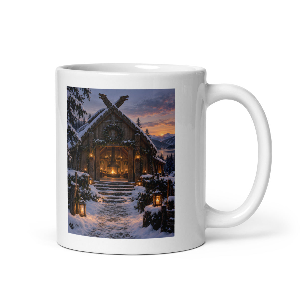 Wikingerhalle zur Wintersonnenwende – Tasse 11oz