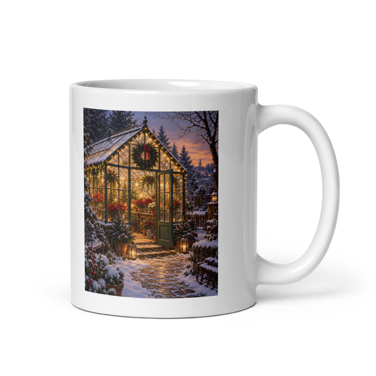 Festliches Gewächshaus im Schnee – Tasse 11oz