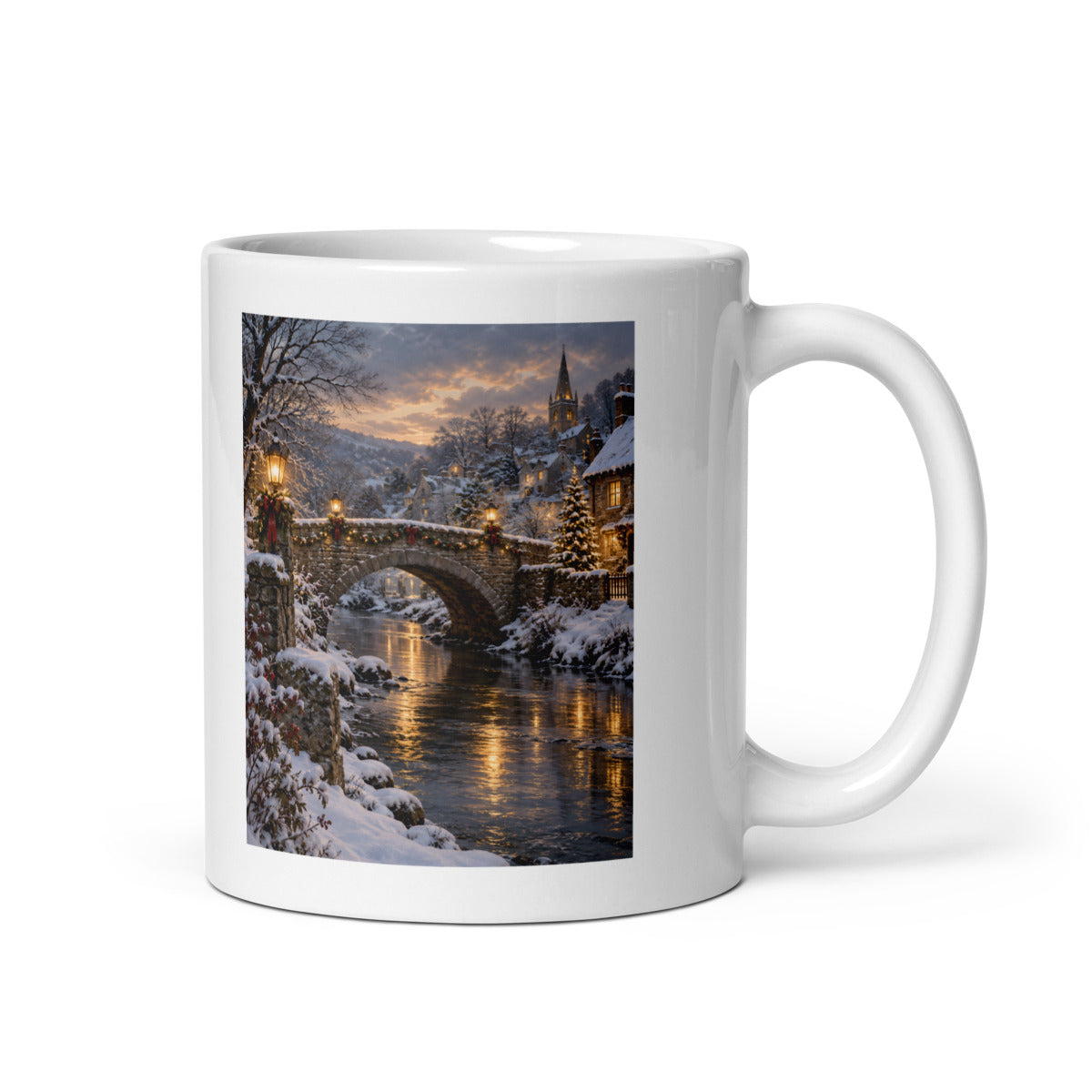 Weihnachtslaternen an der Steinbrücke – Tasse 11oz
