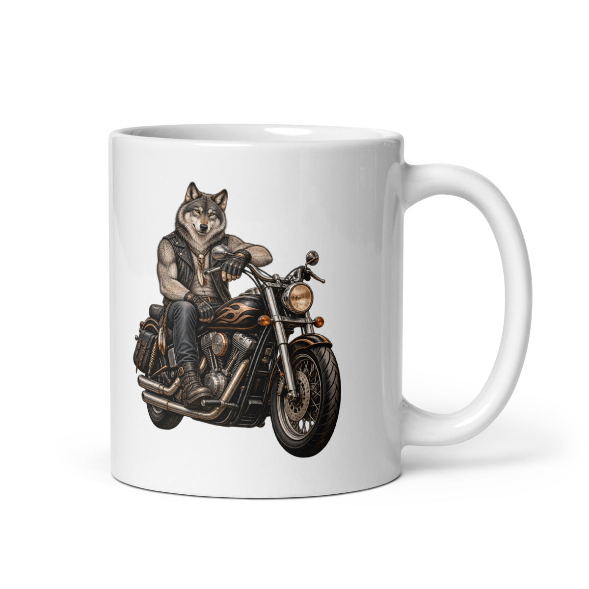Wolf im Leder – Tasse 11oz