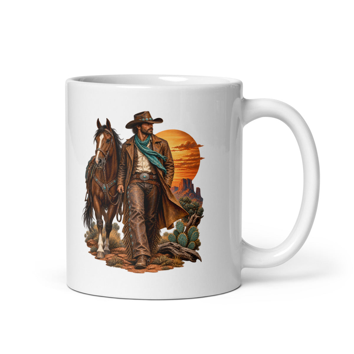 Cowboy im Abendrot – Tasse 11oz