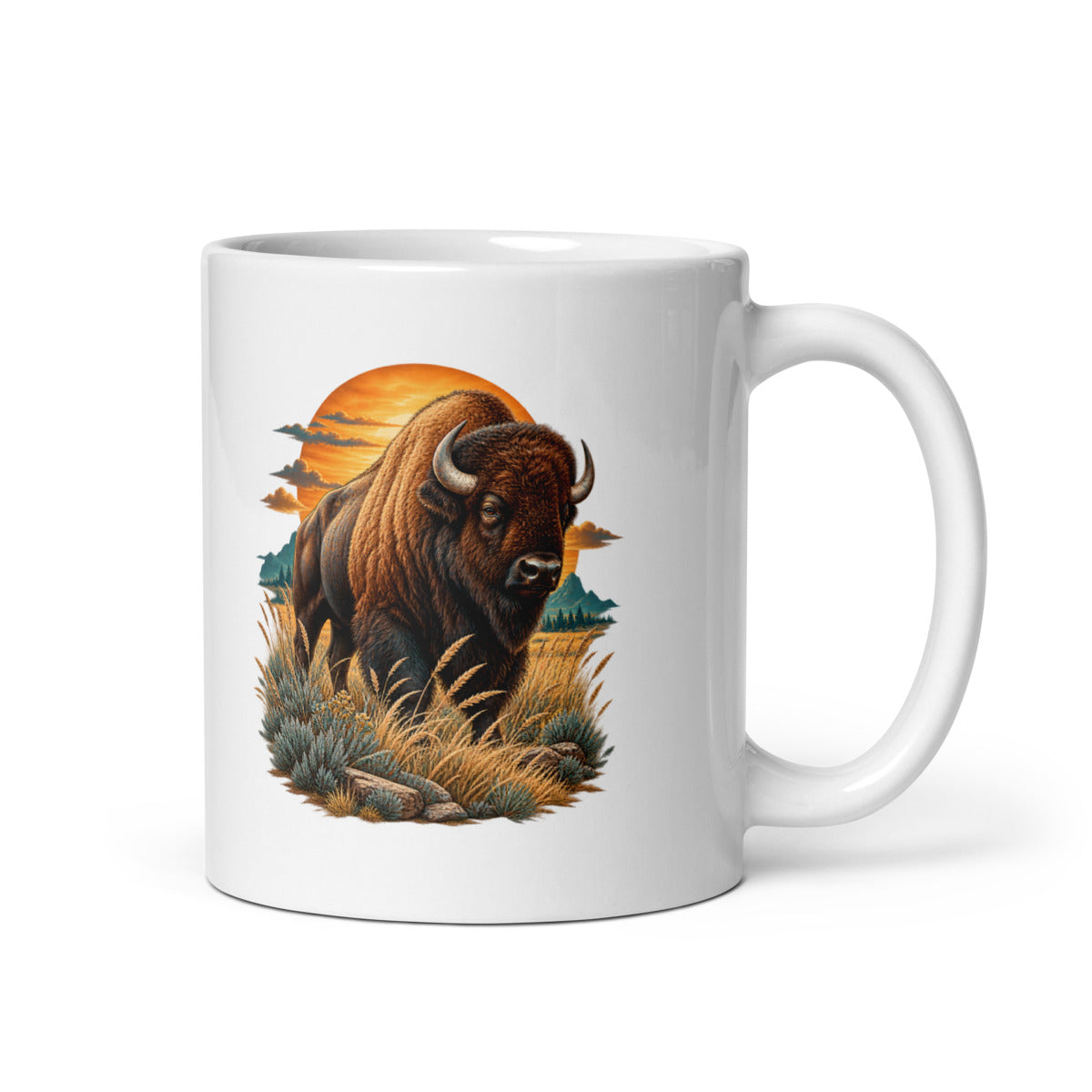 Bison im Sonnenuntergang – Tasse 11oz
