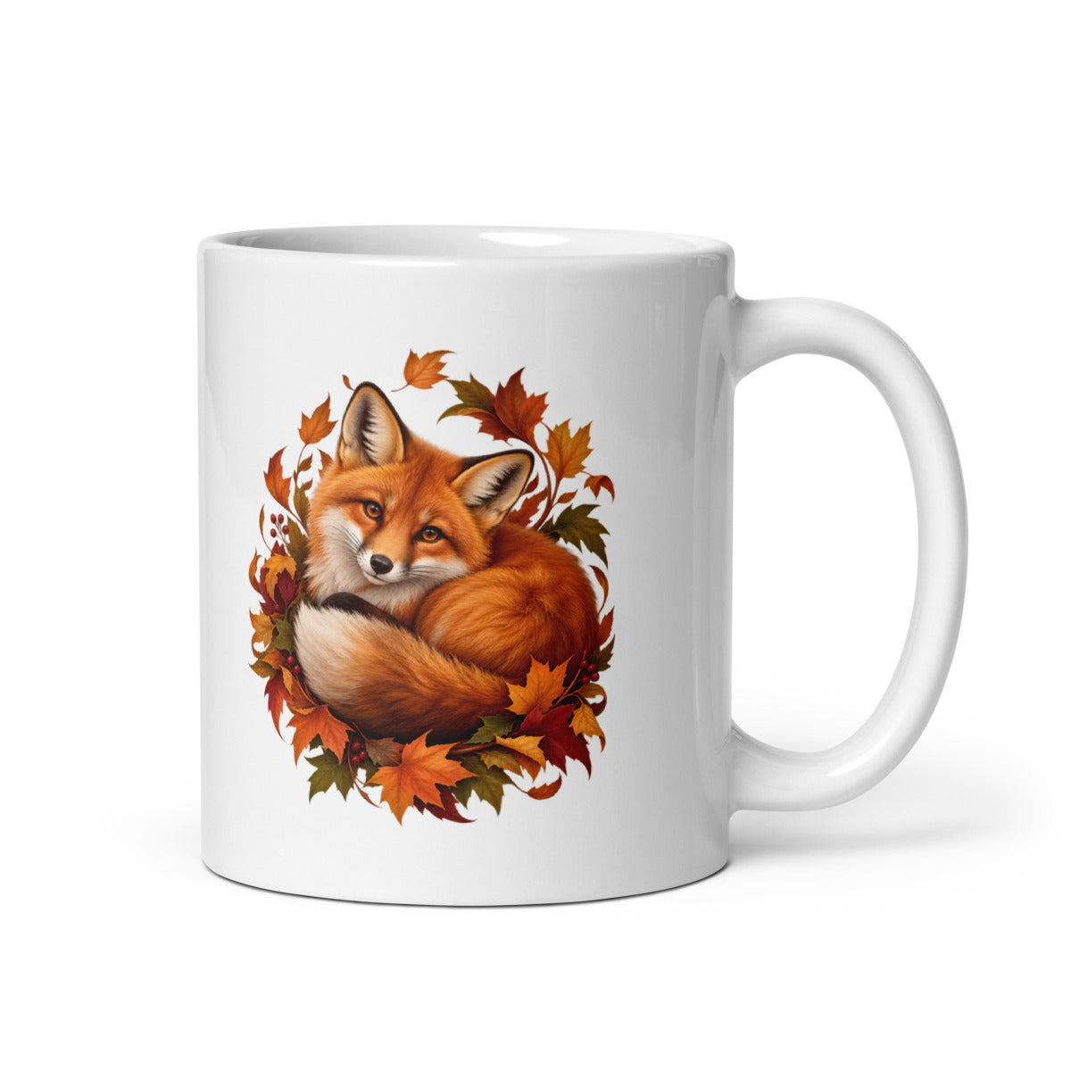 Fuchs im Blätterwirbel – Tasse 11oz