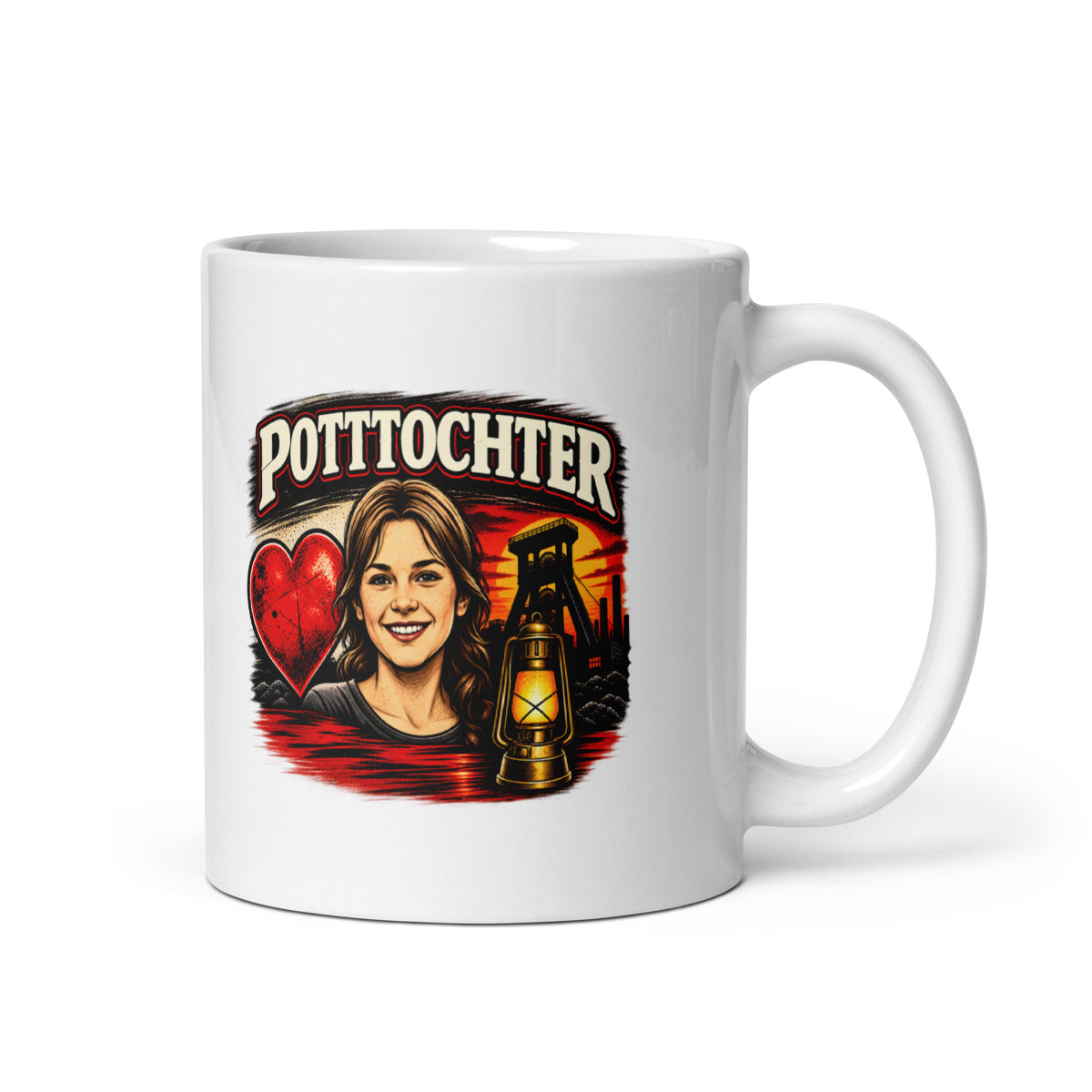 Pottochter mit Herz, Bergwerk und Laterne – Tasse 11oz