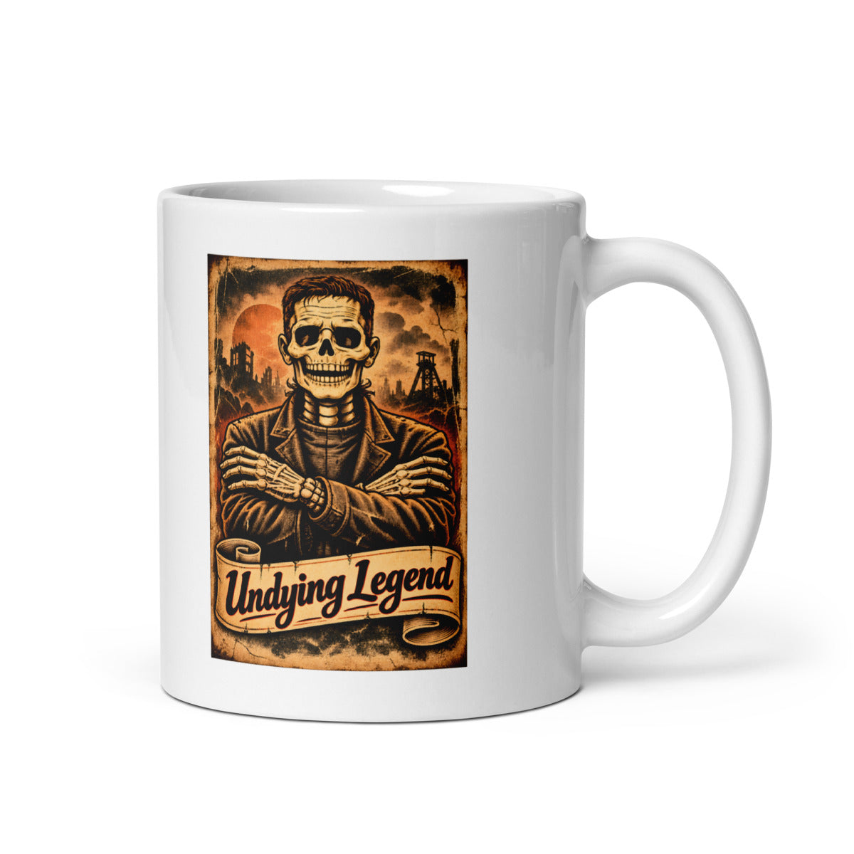 Undying Legend – Skelett mit verschränkten Armen – Tasse 11oz