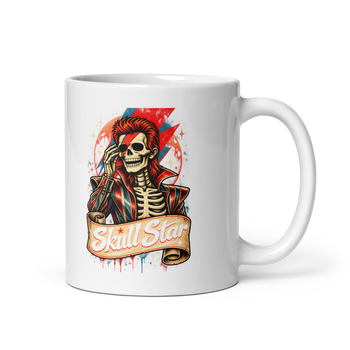 Skelett Rockstar mit Blitz-Make-up – Tasse 11oz