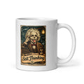 Skelett Einstein mit Zunge raus und Schriftzug Still Thinking – Tasse 11oz
