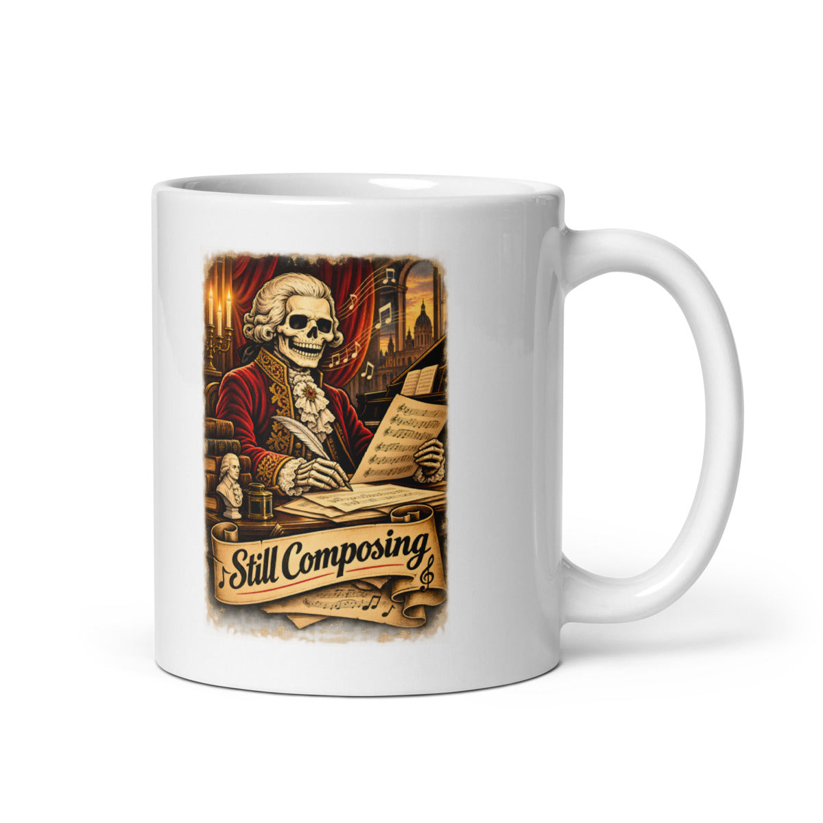 Skelett-Komponist "Still Composing" – Tasse 11oz
